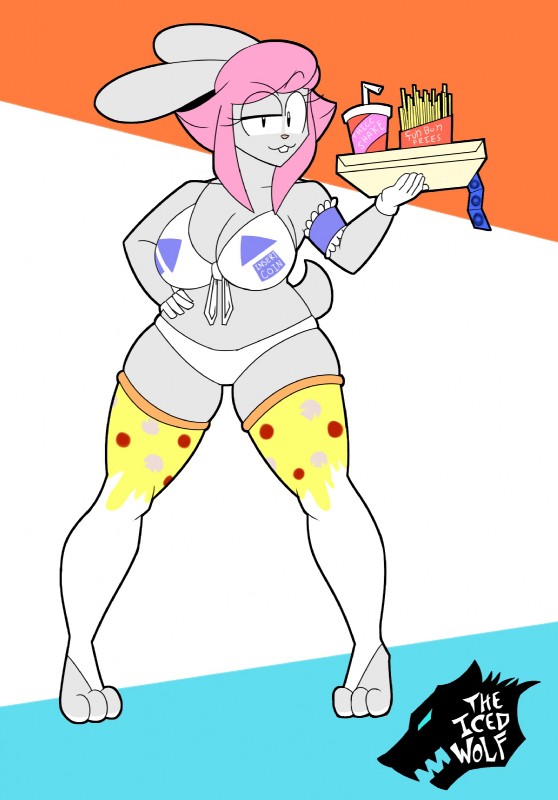 anthro big_breasts bra breasts buckteeth cleavage clothed clothing condom female food hair legwear logo long_ears looking_at_viewer panties pink_hair pizza sexual_barrier_device simple_background smile solo standing stockings teeth text thick_thighs underwear wide_hips mklancer00 theicedwolf frannie_funbun lagomorph leporid mammal rabbit 2017 digital_media_(artwork) english_text hi_res smaller_version_at_source