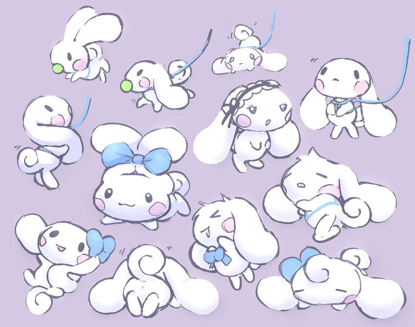 ambiguous_gender anthro ball_in_mouth collar femboy leash male ribbons semi-anthro solo dokudrinker cinnamoroll sanrio cinnamon_(cinnamoroll) canid canine canis domestic_dog mammal hi_res