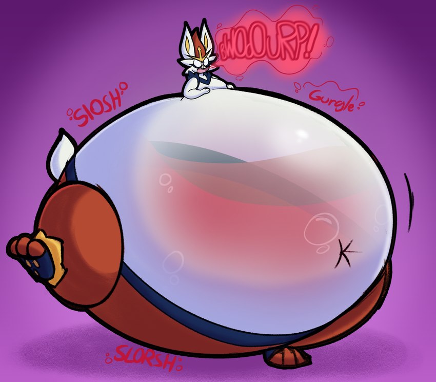 anthro belly belly_expansion big_belly big_butt black_eyes black_nose bottomwear buckteeth burp_cloud burping butt butt_expansion clothing expansion hand_on_belly hand_on_own_belly huge_belly huge_butt hyper hyper_belly hyper_butt hyper_inflation hyper_pear inflation liquid_inflation male monobutt monobutt_expansion motion_lines navel open_mouth pants pawpads pink_mouth pink_tongue purple_background red_bottomwear red_clothing red_pants scut_tail short_tail simple_background soda_inflation solo tail teeth tongue translucent translucent_body white_body white_ears white_tail yellow_inner_ear yellow_pawpads jalpunny nintendo pokemon cinderace generation_8_pokemon lagomorph leporid mammal pokemon_(species) rabbit 2024 colored digital_media_(artwork) hi_res shaded