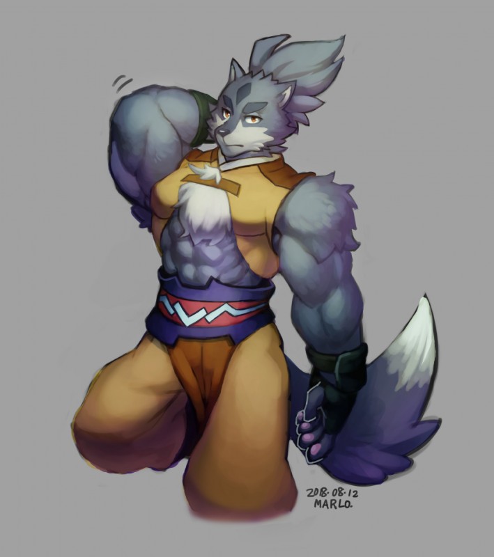 5_fingers abs anthro biceps chest_tuft clothed clothing countershading fingerless_gloves fingers fur gloves hair handwear male muscular muscular_anthro muscular_male solo tuft wolfmalro gundam gundam_build_divers tigerwolf_(gundam_build_divers) canid canine canis mammal wolf 2018 absurd_res digital_media_(artwork) hi_res