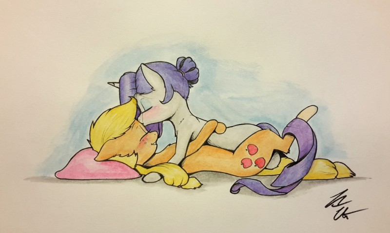 applejack and rarity (friendship is magic and etc) created by pudgeruffian