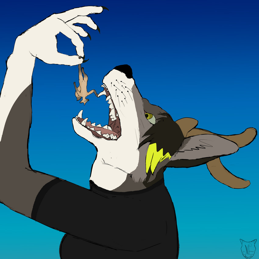 anthro antlers clothing duo female female_pred horn imminent_vore male male/female male_prey micro open_mouth shirt t-shirt teeth topwear nomfox geta_(aeznon) lem_(lemondeer) canid canine fox hybrid mammal 1:1 absurd_res hi_res