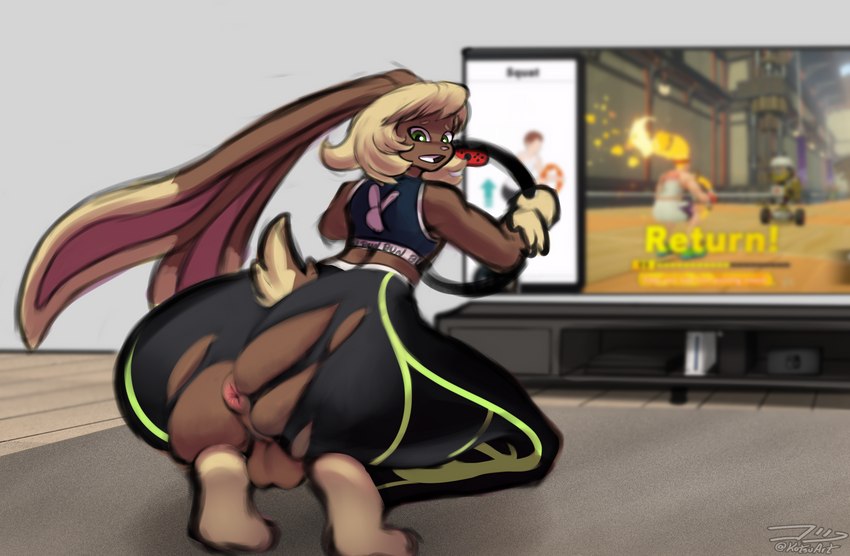 anus arms_bent balls bent_legs big_butt bottomwear brown_body brown_fur butt clothing comet_bun controller crouching electronics exercise femboy fur game_console game_controller game_screen genitals hair holding_controller holding_game_controller holding_object joycon_controller legwear long_ears looking_back male nintendo_console nintendo_controller pants playstation_console ps4_console ringcon_controller screen screencap short_tail spread_knees squats switch_charger tail television thick_thighs tight_clothing tights topwear torn_clothing torn_legwear torn_tights wii_console workout xbox_console yoga_pants idlepotoo microsoft nintendo nintendo_switch playstation playstation_4 ring_fit_adventure sony_corporation sony_interactive_entertainment wii xbox xbox_game_studios xbox_series_x xbox_series_x/s cometbun lagomorph mammal hi_res signature