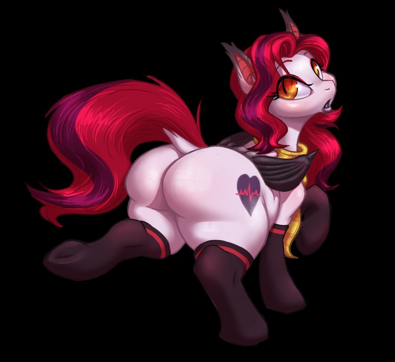 big_butt butt clothing cutie_mark female feral footwear legwear looking_back open_mouth simple_background socks solo transparent_background unknown_artist hasbro my_little_pony arrhythmia fan_character thestral absurd_res alpha_channel hi_res