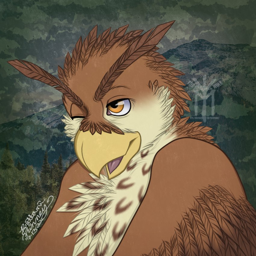 anthro beak burb camo eurasian feathers hooter male solo thehuntingwolf colby accipitrid accipitriform avian bird eagle owl 1:1 bust_portrait digital_media_(artwork) icon portrait