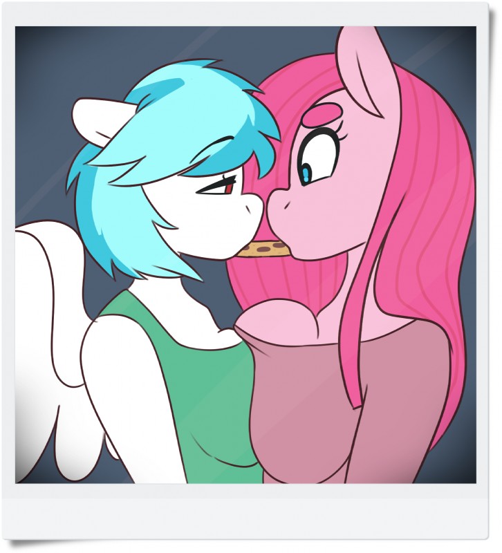 anthro anthrofied big_breasts breast_squish breasts breasts_frottage cookie dessert duo eye_contact feathered_wings feathers female food huge_breasts looking_at_another pocky_game squish white_body white_feathers wings somescrub friendship_is_magic hasbro my_little_pony mythology fan_character pinkamena_(mlp) pinkie_pie_(mlp) squeaky_clean earth_pony equid equine horse mammal mythological_creature mythological_equine pegasus pony 2015 hi_res