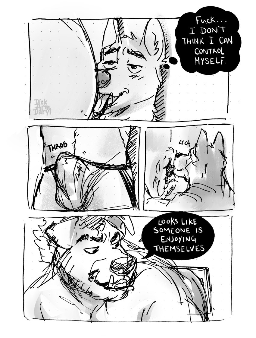 anal anthro anus big_butt bulge butt clothing dialogue duo extreme_size_difference jockstrap larger_male male male/male micro oral profanity rimming sex size_difference text underwear conditional_dnp dickarmdaryl dog_daryl_(dickarmdaryl) canid canine canis domestic_dog mammal pitador absurd_res comic english_text hi_res traditional_media_(artwork)