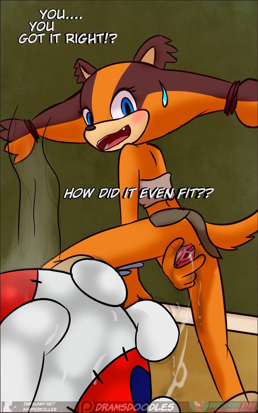 anthro bodily_fluids bottomless bottomwear clothed clothing duo female genital_fluids genitals no_underwear presenting pussy pussy_juice_string skirt spread_pussy spreading sweat sweatdrop tracking_device upskirt vaginal_fluids kamperkiller_(artist) sega sonic_boom sonic_the_hedgehog_(series) knuckles_the_echidna sticks_the_jungle_badger badger mammal mustelid musteline 5:8 hi_res