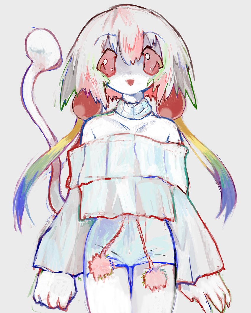 bottomwear clothing female hair multicolored_hair neckwear rainbow_hair shirt shorts smile solo tail topwear twintails_(hairstyle) yogurt200 8eyes rainbogirl_(8eyes) girl_(8eyes) humanoid tailed_humanoid absurd_res hi_res