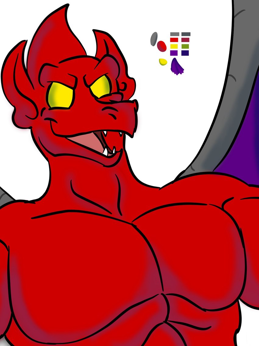 abs empty_eyes fangs featureless_chest humanoid_pointy_ears male membrane_(anatomy) membranous_wings muscular muscular_male nude open_mouth pointy_ears smile solo teeth wings comicfiruko capcom demon's_crest gargoyle's_quest ghosts_'n_goblins firebrand demon gargoyle red_arremer 3:4 digital_media_(artwork) hi_res