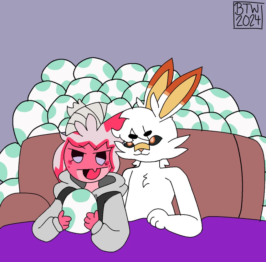 alternate_costume anthro clothed clothed/nude clothing clothing_swap cuddling duo egg female male male/female nude pokemon_egg shirtless btwalexhere nintendo pokemon roxy_(chikidoodlez) solaris_(btwalexhere) generation_8_pokemon generation_9_pokemon pokemon_(species) scorbunny tinkaton hi_res