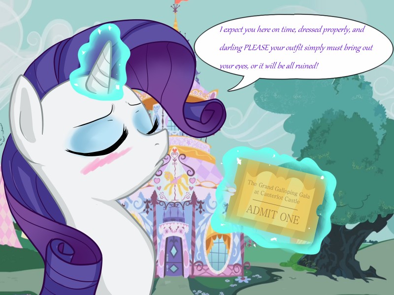 blue_eyeshadow blush building cloud dialogue eyes_closed eyeshadow female feral glowing hair horn house levitation magic makeup outside plant purple_hair sky solo sparkles text ticket tree pon3splash friendship_is_magic hasbro my_little_pony mythology rarity_(mlp) equid equine mammal mythological_creature mythological_equine unicorn 2013 4:3 english_text hi_res