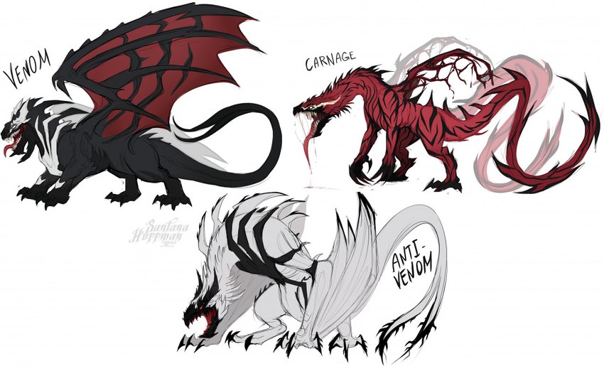 anti-venom, carnage, and venom (mythology and etc) created by santanahoffman