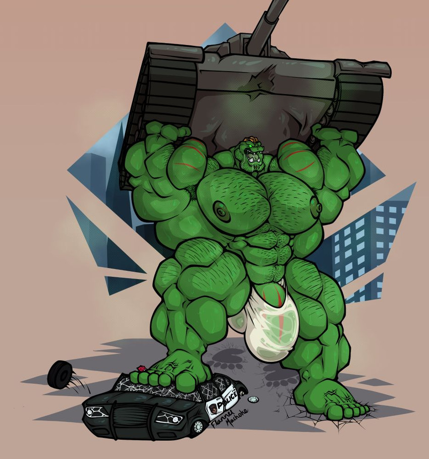 5_toes abs abstract_background anthro armpit_hair arms_above_head balls biceps big_bulge big_muscles big_nipples big_pecs big_penis bodily_fluids body_hair bulge car chest_hair city city_background clothing cracked_ground crush crushed_vehicle dark_nipples destroyed_vehicle destruction drooling erection erection_under_clothing feet foot_crush furgonomics furry-specific_piercing genitals glowing glowing_eyes green_arms green_balls green_body green_chest green_eyes green_feet green_fingers green_hands green_head green_legs green_nipples green_penis green_skin green_toes huge_muscles hulked_out humanoid_feet humanoid_genitalia humanoid_hands humanoid_penis ineffective_clothing lifting lifting_object macro male male_humanoid manly muscular muscular_anthro muscular_arms muscular_humanoid muscular_male musk musk_cloud nipples open_mouth pecs penis penis_base piercing plantigrade police police_car police_vehicle quads roaring saliva solo standing sweat tank_(vehicle) thick_arms thick_penis thick_thighs toes translucent translucent_clothing translucent_underwear tusks underwear vehicle vehicle_destruction wet wet_clothing wet_underwear flannelmachoke marvel nintendo pokemon hulk rygel_(flannelmachoke) generation_1_pokemon humanoid machoke pokemon_(species)