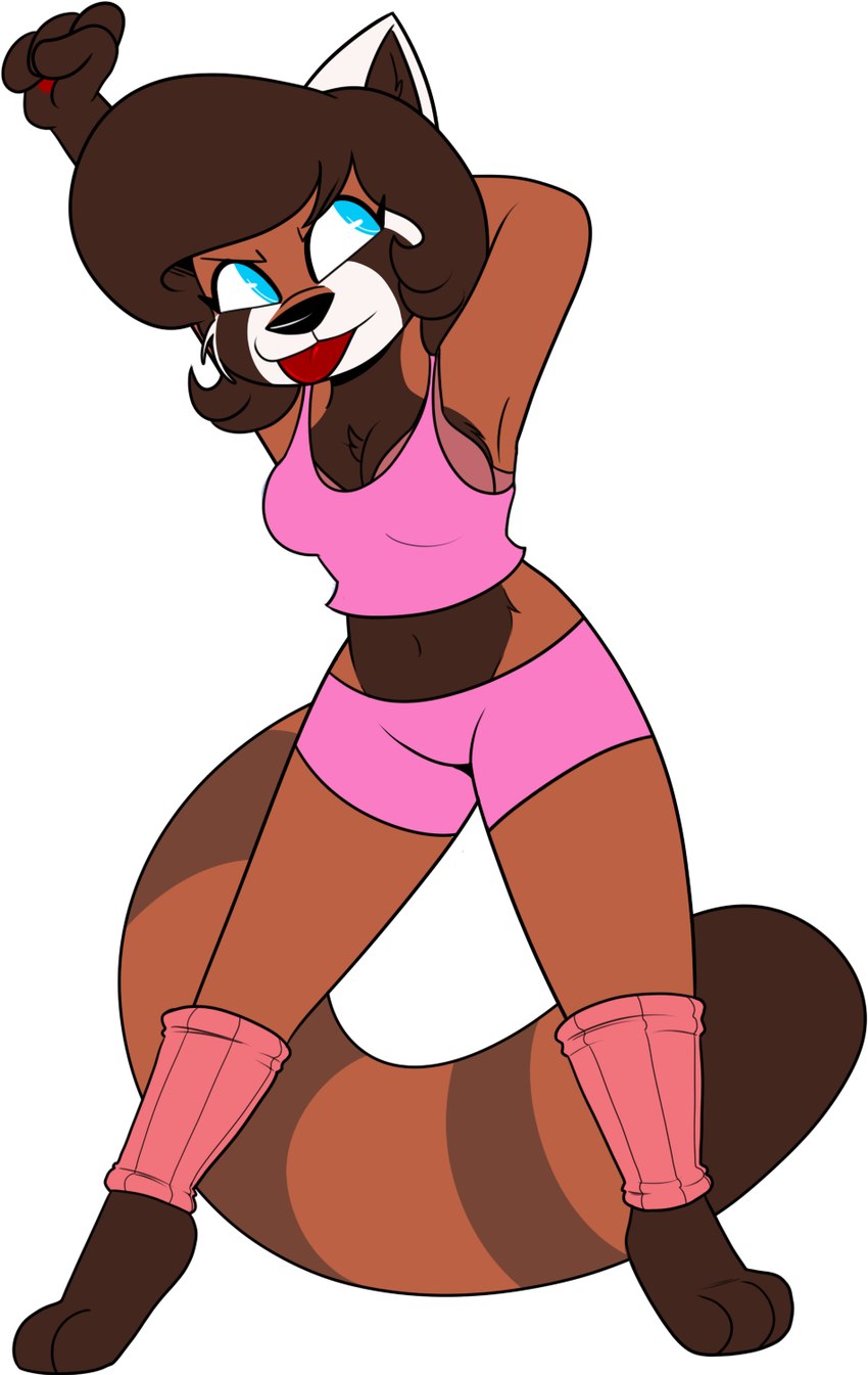 3_toes 4_fingers aerobics anthro athletic athletic_anthro athletic_female barefoot belly_tuft biped black_eyebrows black_nose blue_eyes bottomwear bra bra_peek breasts brown_body brown_countershading brown_fur brown_hair brown_inner_ear brown_markings brown_stripes brown_tail brown_tuft cheek_tuft chest_tuft cleavage clothed clothed_anthro clothed_female clothing countershade_face countershade_fur countershade_neck countershade_torso countershading exercise eyebrow_through_hair eyebrows eyelashes facial_markings facial_tuft feet female female_anthro fingers front_view fur fur_tuft glistening glistening_eyes gloves_(marking) hair head_markings leg_markings leg_warmers legwear looking_up markings midriff navel no_pupils pattern_clothing pattern_leg_warmers pattern_legwear pawpads pink_bottomwear pink_clothing pink_shirt pink_shorts pink_tank_top pink_topwear pointy_ears pose prick_ears red_bra red_clothing red_leg_warmers red_legwear red_pawpads red_tongue red_underwear ring_(marking) ringed_tail shirt shorts simple_background socks_(marking) solo standing stretching striped_clothing striped_leg_warmers striped_legwear striped_markings striped_tail stripes tail tail_markings tank_top tear_(marking) toes tongue tongue_out topwear translucent translucent_hair tuft underwear white_background white_body white_countershading white_ears white_tuft kabula_(artist) janette_cho ailurid mammal red_panda 2017 colored digital_drawing_(artwork) digital_media_(artwork) full-length_portrait hi_res portrait