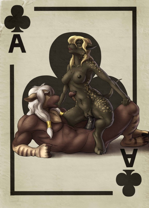 ace_of_clubs anthro blonde_hair breasts card card_template clubs_(suit) cowgirl_position duo erection female female_on_top female_penetrated from_front_position genitals hair male male/female male_on_bottom male_penetrating male_penetrating_female nipples nude on_bottom on_top penetration penile penile_penetration penis penis_in_pussy playing_card playing_card_template pussy romantic romantic_couple sex straddling suit_symbol vaginal vaginal_penetration white_hair mickey_the_retriever the_tales_of_avalon osiris_(hyenafur) tameri_(character) brown_hyena canid canine canis hyena jackal mammal 2014 hi_res