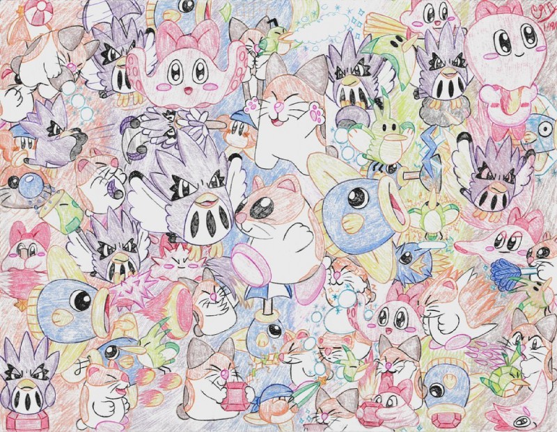 bandana waddle dee, chuchu, pitch, kine, nago, and etc (kirby (series) and etc) created by duck hunt dog (artist)