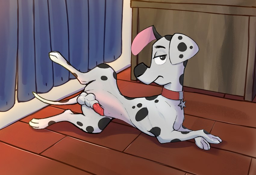 animal_genitalia animal_penis balls belly_blush blush body_blush canine_genitalia canine_penis feral genitals half-erect knot knot_in_sheath male penis presenting presenting_penis raised_leg sheath solo thatcatlie 101_dalmatian_street 101_dalmatians disney dylan_(101_dalmatians) canid canine canis dalmatian domestic_dog mammal