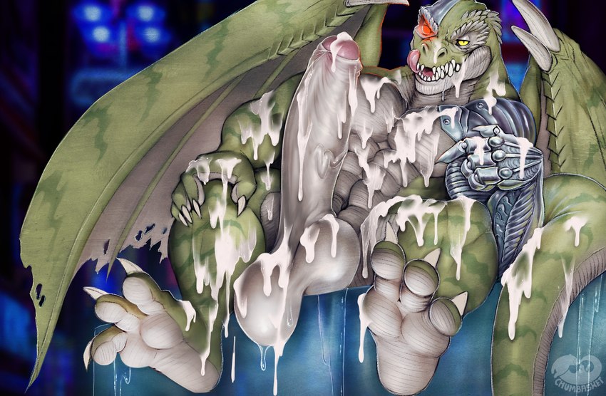 3_toes abs anthro balls barefoot beckoning belly big_balls big_feet big_muscles big_pecs big_penis biped bodily_fluids claws cocky_smile countershade_feet countershading cum cum_everywhere cum_on_balls cum_on_body cum_on_chest cum_on_face cum_on_own_face cum_on_penis cum_on_self curling_toes cybernetic_arm cybernetic_eye cybernetic_limb cybernetics dripping drooling erection excessive_cum excessive_genital_fluids feet foreskin front_view genital_fluids genitals gesture hand_gesture hot_tub huge_balls huge_muscles huge_penis humanoid_genitalia humanoid_penis looking_at_viewer machine male messy muscular muscular_anthro muscular_male muscular_thighs navel nude pecs penis pointing pointing_at_penis precum precum_drip precum_on_penis presenting saliva scales science_fiction sharp_teeth sitting smile soles solo tail teeth thick_penis thick_thighs toe_claws toes tongue vein veiny_penis water wings chumbasket jupiter_ascending mythology grakken alien dragon mythological_creature mythological_scalie reptile sargorn scalie hi_res