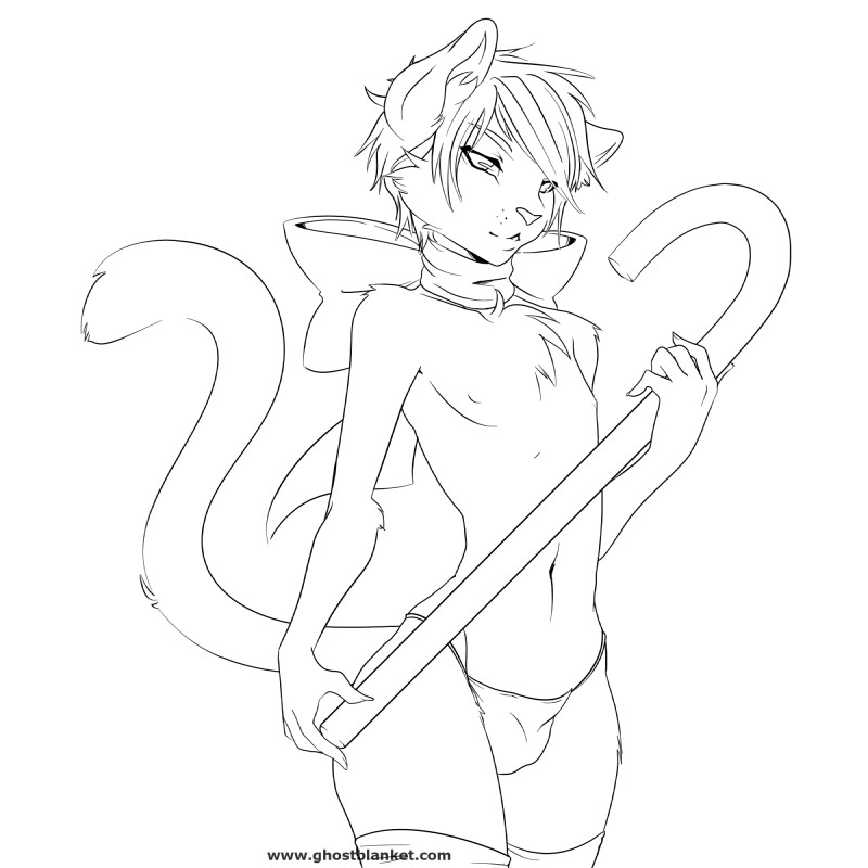 anthro candy candy_cane chest_tuft clothing dessert femboy food hair holidays legwear looking_at_viewer male nipples solo stockings tuft underwear wide_hips ghostblanketboy christmas domestic_cat felid feline felis mammal 1:1 hi_res line_art monochrome