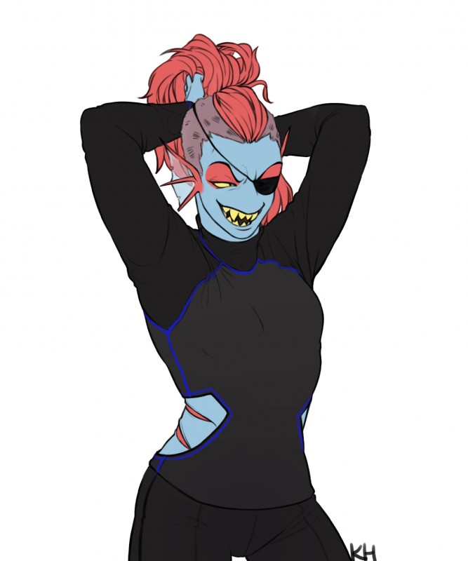 undyne (undertale (series) and etc) created by kkhoppang