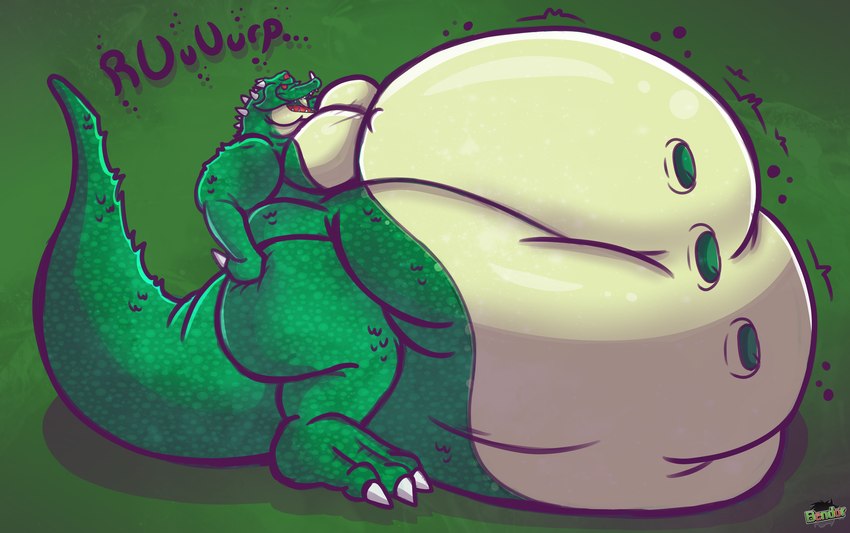 anthro belly big_belly bloated burping male multi_eye obese obese_male overweight overweight_male solo weight_gain bendor metroid nintendo kraid alien scalie hi_res