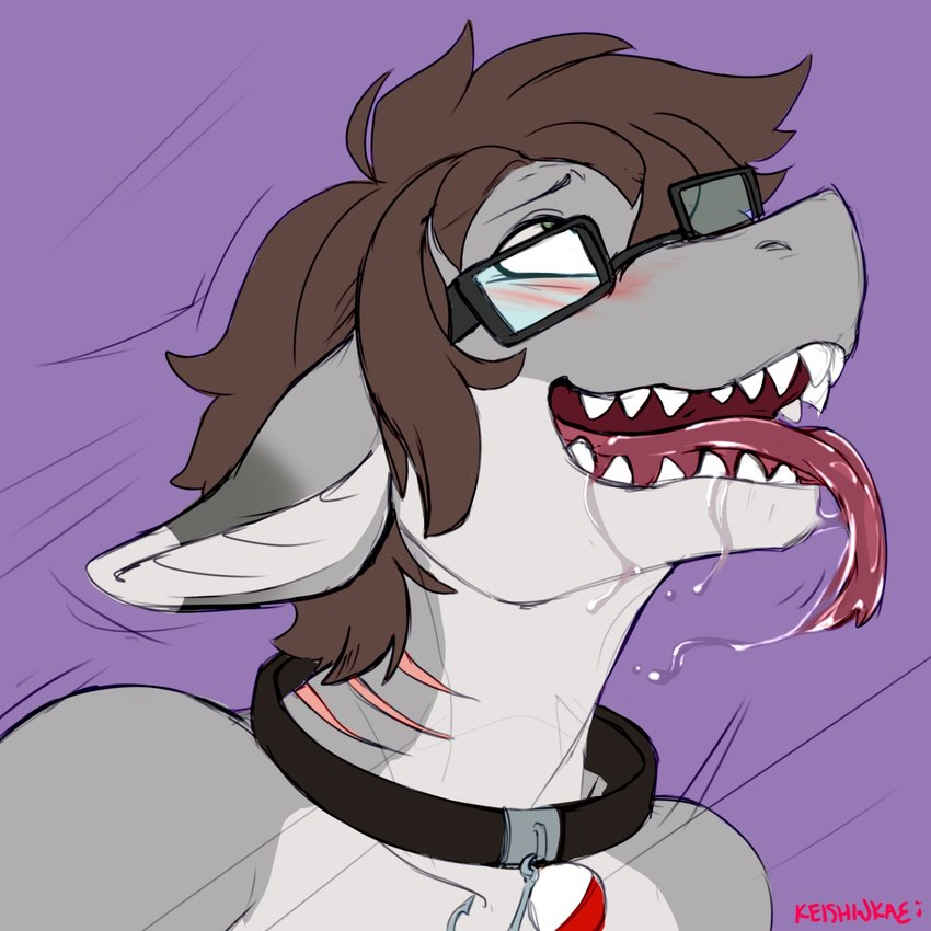 ahegao anthro blush bobber collar eyewear fish_hook gills glasses hair hook looking_pleasured male simple_background solo tongue tongue_out keishinkae veskie fish marine reef_shark requiem_shark shark whitetip_reef_shark 1:1 hi_res