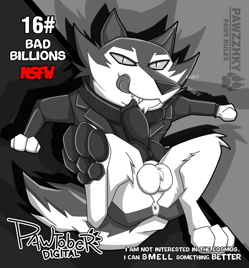 anthro anus balls bottomless butt clothed clothing genitals knot looking_at_viewer male paws penis presenting raised_paw solo text tongue tongue_out pawzzhky dreamworks kipo_and_the_age_of_wonderbeasts mythology netflix bad_billions_(kipo) canid canine canis mammal mythological_canine mythological_creature werecanid werecanine werecreature werewolf wolf 2021 absurd_res english_text hi_res