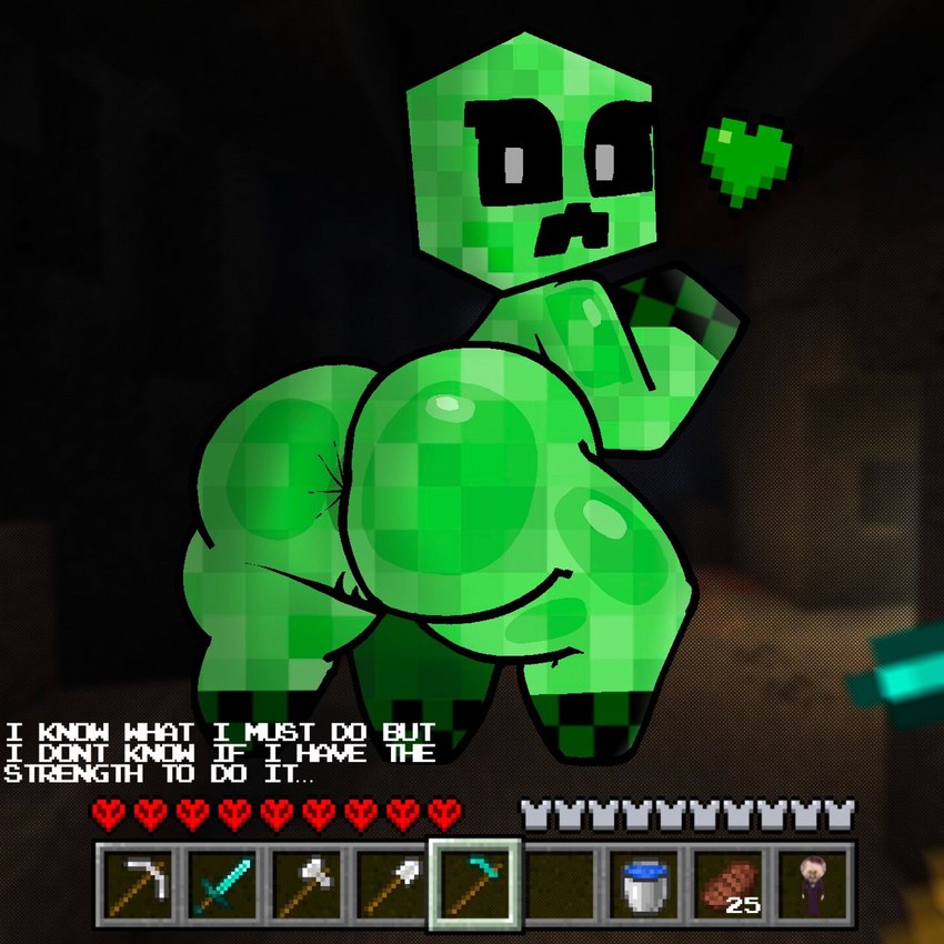 anthro anus big_butt butt female first_person_view genitals green_body heart_symbol hoe holding_hoe holding_object holding_tool looking_at_viewer looking_back looking_back_at_viewer pussy standing text thick_thighs tools lewdewott adult_swim cartoon_network microsoft minecraft mojang smiling_friends xbox_game_studios mr._boss_(smiling_friends) creeper_(minecraft) 2024 digital_drawing_(artwork) digital_media_(artwork) english_text hi_res