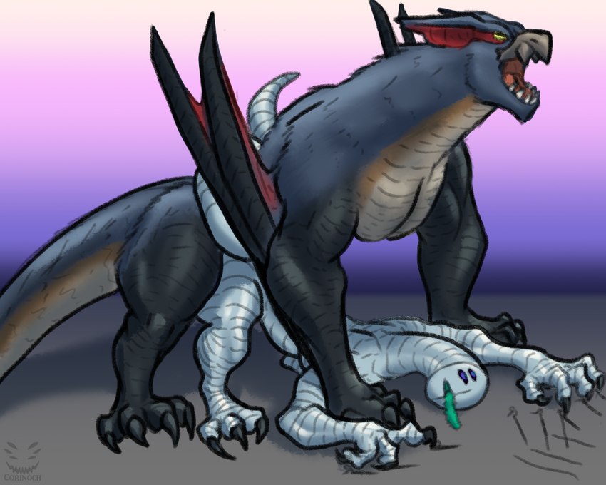 ambiguous_gender ambiguous_penetration doggystyle duo feral feral_on_feral from_behind_position male male/ambiguous mounting penetration scratches scratching sex tail_wrapping tongue tongue_out unusual_eyes corinoch_(artist) capcom monster_hunter hazenault_(corinoch) flying_wyvern monster nargacuga 5:4 colored_sketch sketch