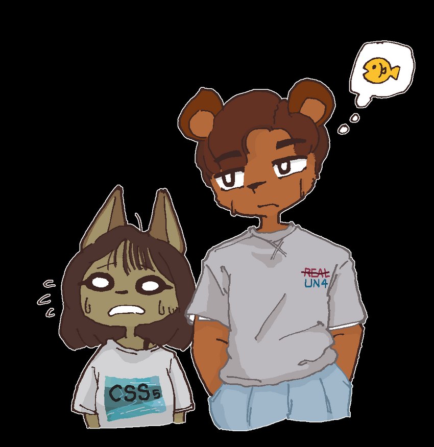 anthro clothing duo female male male/female simple_background transparent_background pipepo cha_hieun kim_soohyun bear canid canine canis domestic_dog mammal aliasing alpha_channel digital_media_(artwork)