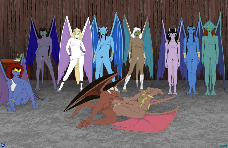 anthro bat_wings black_hair black_wings blonde_hair blue_body blue_skin blue_wings bodily_fluids bottomless breasts brown_hair butt clothed clothing cum cum_in_pussy cum_inside digitigrade dominant erection female fingering genital_fluids genitals glowing glowing_eyes green_eyes group hair hooves horn irl_trace male male/female masturbation membrane_(anatomy) membranous_wings monster_girl_(genre) navel nipples nude penetration penis pink_wings pubes purple_wings pussy red_hair submissive unguligrade unicorn_horn vaginal vaginal_fingering vaginal_masturbation vaginal_penetration voyeur white_body white_hair white_skin wings fab3716 disney gargoyles mythology angela_(gargoyles) brooklyn_(gargoyles) delilah_(gargoyles) demona_(gargoyles) desdemona_(gargoyles) obsidiana ophelia_(gargoyles) sora_(gargoyles) turquesa una equid equine gargoyle humanoid mammal mythological_creature mythological_equine unicorn