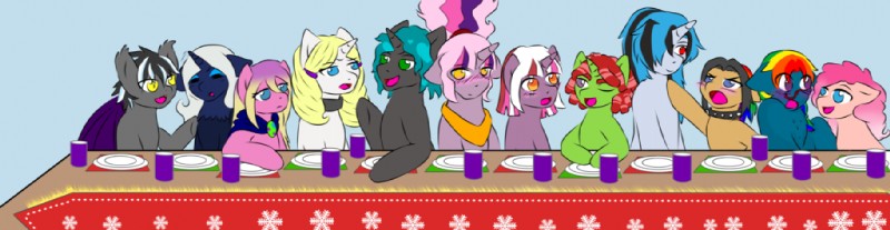 blush container cup female feral furniture group horn male one_eye_closed plate table wings wink jolliapplegirl friendship_is_magic hasbro my_little_pony mythology north_wind crescent_moonstone desert_moon epic_rhyme fan_character green_tea hazy_sky parfait_(jolliapplegirl) serenade_(chopin) sirius_veil skyla_(jolliapplegirl) toxic_love tranquil_spring arthropod bat_pony changeling earth_pony equid equine felid horse hybrid mammal mythological_creature mythological_equine mythological_sphinx pegasus pony unicorn winged_unicorn digital_media_(artwork)