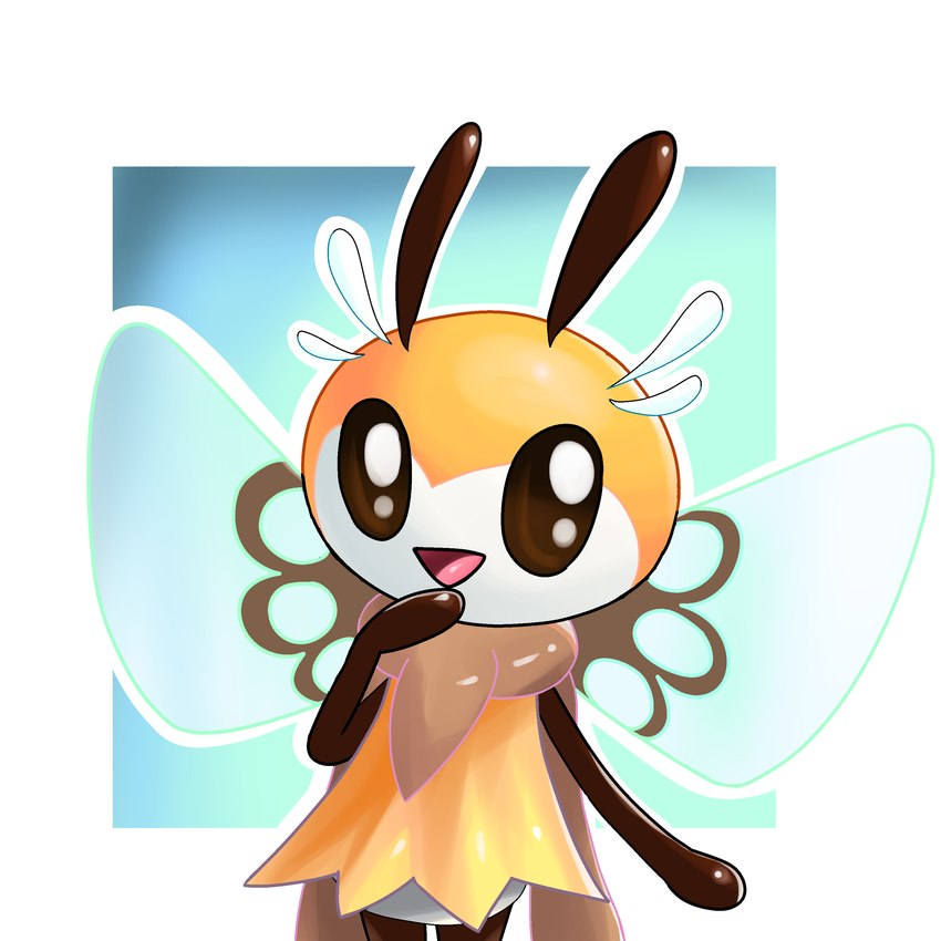 ambiguous_gender brown_eyes glistening glistening_eyes looking_at_viewer simple_background smile solo standing stick_arms stick_limbs wings anonymous_artist nintendo pokemon generation_7_pokemon pokemon_(species) ribombee 1:1 absurd_res hi_res