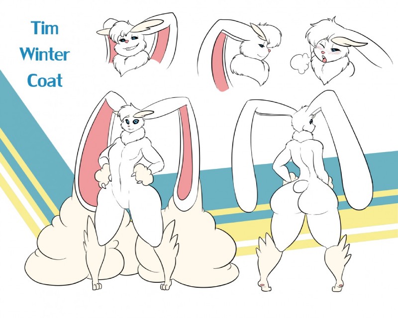 anthro big_butt biped blue_eyes blush butt fur fur_collar grin hands_on_hips long_ears looking_at_viewer male simple_background smile solo standing tongue tongue_out white_body white_fur wide_hips kaboozle nintendo pokemon timothy_vladislaus generation_4_pokemon lagomorph lopunny mammal pokemon_(species)