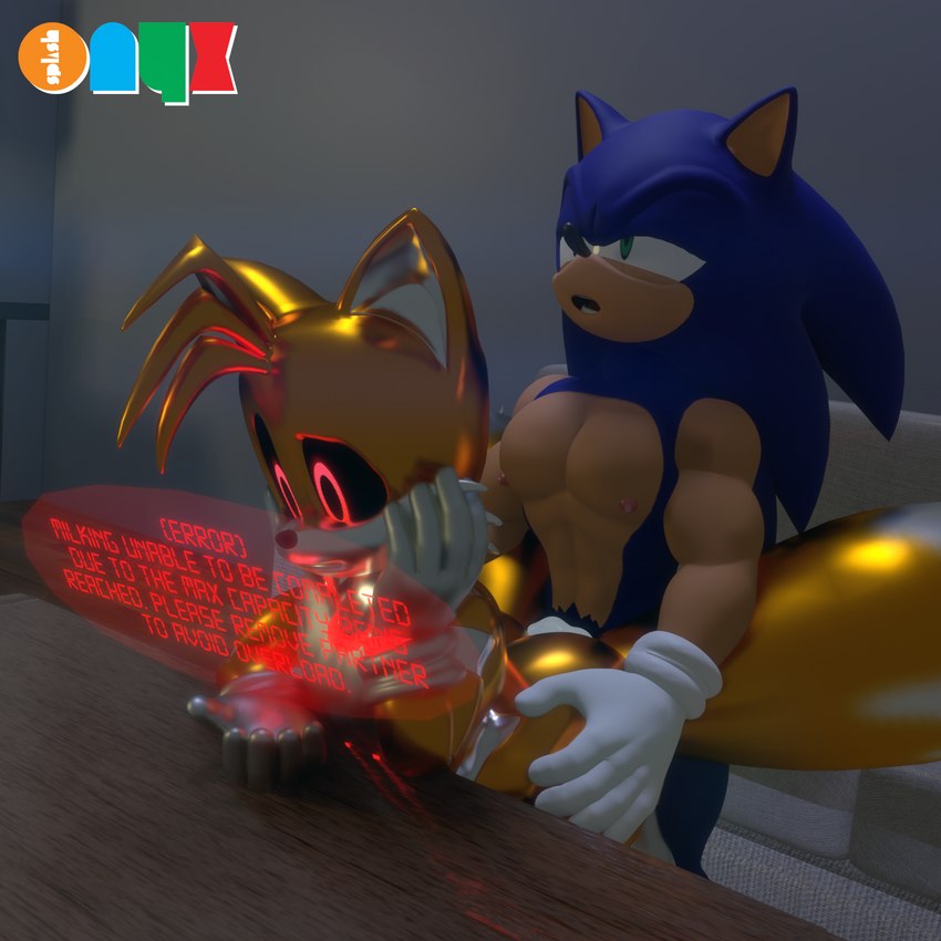 abs anthro bodily_fluids cum cum_inflation cum_inside duo error furniture genital_fluids inflation machine male male/male muscular muscular_male nipples pecs pubes sofa table onyxsplash sega sonic_the_hedgehog_(series) metal_tails miles_prower sonic_the_hedgehog eulipotyphlan hedgehog mammal robot 1:1 3d_(artwork) digital_media_(artwork) hi_res source_filmmaker_(artwork) watermark