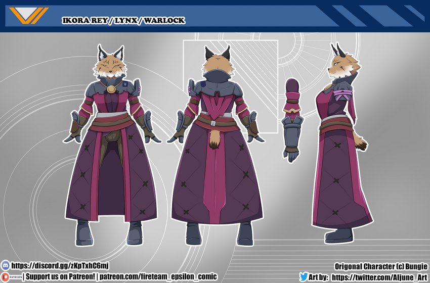 anthro female ikora_rey magic_user solo text aljune_art destiny_(video_game) destiny_2 fireteam_epsilon guardian_(destiny) ikora felid feline lynx mammal english_text hi_res model_sheet url