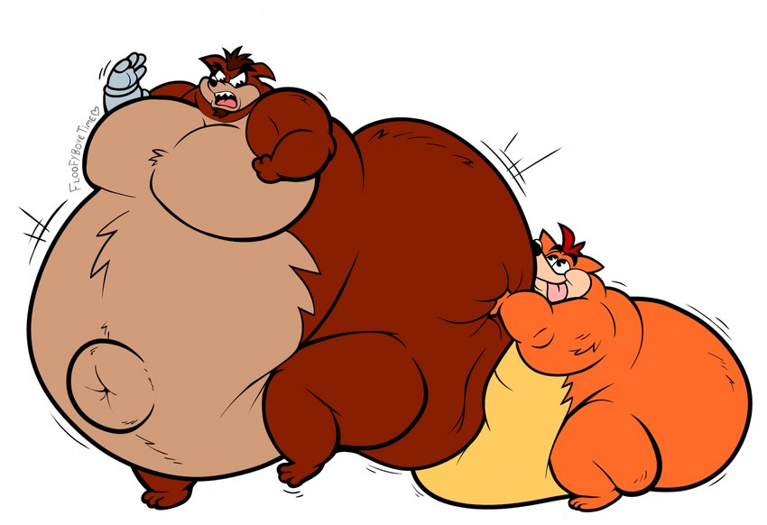 angry anthro belly big_butt big_moobs brown_body brown_fur butt cybernetic_arm cybernetic_limb duo fur male male/male moobs navel nude obese orange_body orange_fur outie_navel overweight overweight_anthro overweight_male sharp_teeth teeth thick_thighs tongue tongue_out floofyboyetime activision crash_bandicoot_(series) crash_bandicoot crunch_bandicoot bandicoot mammal marsupial hi_res