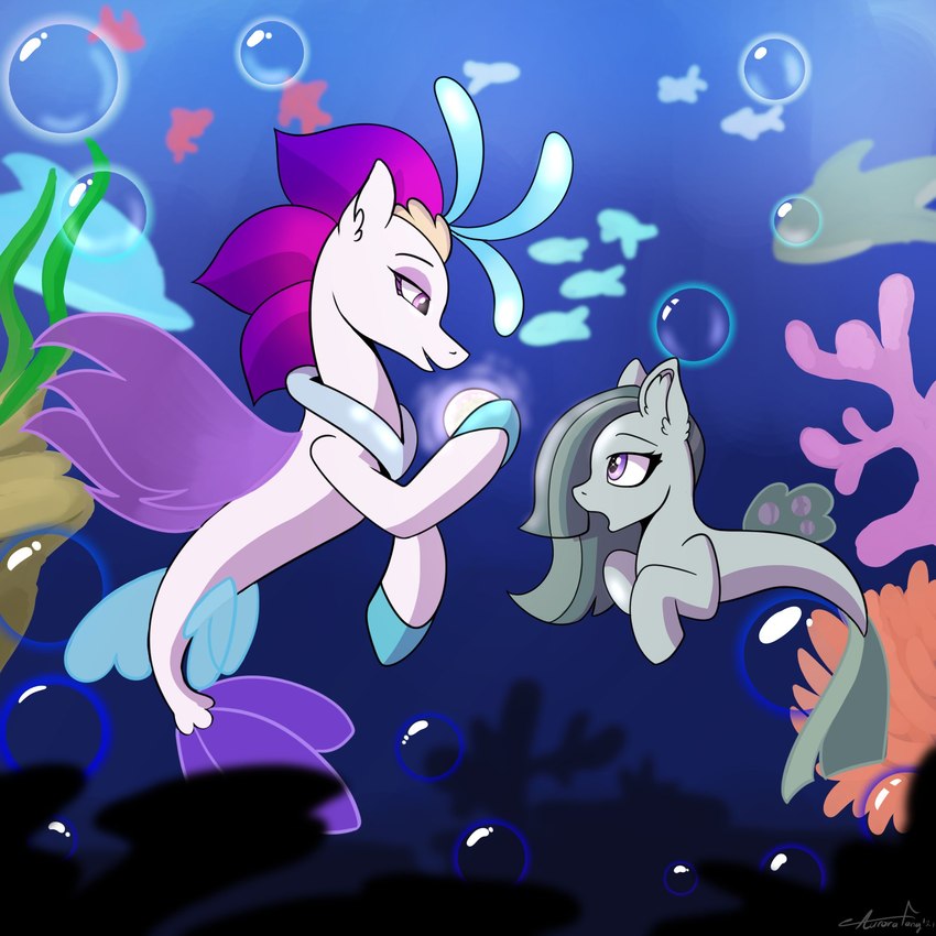 bubble duo female feral fin gem green_body half-closed_eyes narrowed_eyes orb pearl_(gem) purple_eyes seaweed underwater underwater_scenery water white_body wings aurorafang european_mythology friendship_is_magic greek_mythology hasbro my_little_pony my_little_pony:_the_movie_(2017) mythology marble_pie_(mlp) queen_novo_(mlp) equid fish hippocampus mammal marine 1:1 hi_res