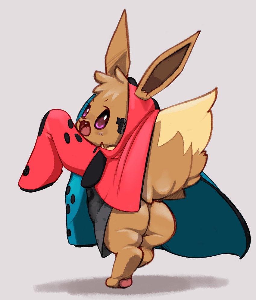 ambiguous_gender big_butt bottomless brown_body brown_fur butt clothed clothing feral fur hoodie looking_back open_mouth solo standing topwear wide_hips bunihud nintendo nintendo_switch pokemon hoivee_(bunihud) eevee generation_1_pokemon pokemon_(species) absurd_res hi_res