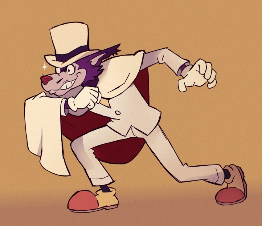 anthro bottomwear cape clothed clothing evil_grin facial_hair footwear fur gloves grin handwear hat headgear headwear male mustache pants pose purple_body purple_fur shoes smile solo sparkles suit top_hat rollinrabbit sherlock_hound_(series) moriarty_(sherlock_hound) canid canine canis mammal wolf 2023