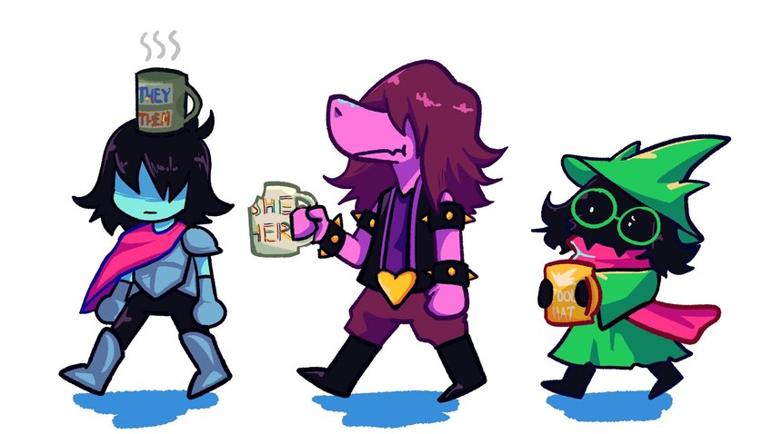 kris, ralsei, and susie (undertale (series) and etc) created by mimikabii