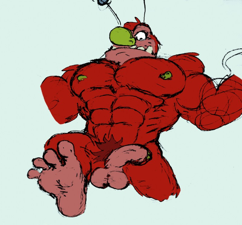 antennae_(anatomy) balls erection frown genitals humanoid_genitalia humanoid_penis male muscular muscular_male nipples penis pubes solo cobaltcerberus hornyanondragon third-party_edit cartoon_network powerpuff_girls fuzzy_lumpkins mammal monster color_edit colored sketch