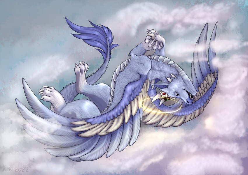 ambiguous_gender cloud feral flying freedom lottery prize sky solo tail wings zhekathewolf mythology dragon mythological_creature mythological_scalie scalie