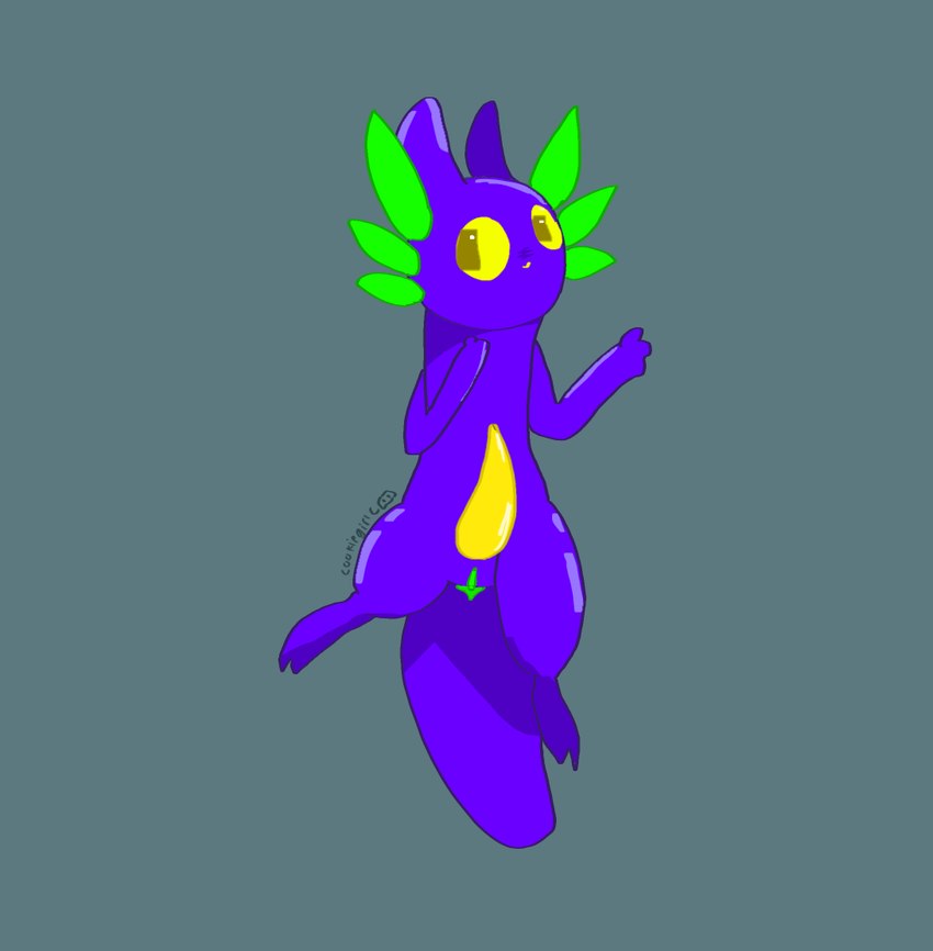 2_toes 3_fingers anus ears_up feet feral fingers genitals gills green_anus green_genitals green_gills green_pussy herm intersex looking_at_viewer mouthless penis penis_tentacles pupils purple_body pussy simple_background solo spread_legs spreading square_pupils tentacles toes yellow_eyes yellow_genitals yellow_penis meowster8000 rain_world videocult wonkadoodle slugcat watermark