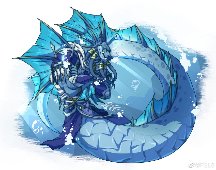 air_bubble anthro apode armor blue_body blue_frill blue_scales clothing crossed_arms dorsal_fin dorsal_frill fin fin_piercing fin_ring frill_(anatomy) furgonomics furry-specific_piercing gauntlets gloves handwear head_crest head_fin head_frill legless male pauldron piercing scales serpentine sharp_teeth solo tail tail_fin tail_frill teeth teeth_showing tentacle_beard tentacle_ring underwater water weibo_logo yellow_sclera fansl blizzard_entertainment warcraft weibo scartiz_(eadriklacus) draconcopode naga naga_(warcraft) reptile scalie snake 2020 absurd_res artist_name dated digital_media_(artwork) hi_res signature