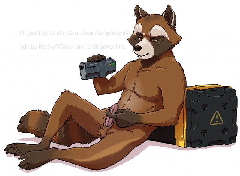 anthro athletic athletic_anthro athletic_male balls camera claws genitals lying male masturbation nude penile penile_masturbation penis reclining recording small_penis solo video_camera eclipticafusion rockyrcoon zander_the_raccoon disney guardians_of_the_galaxy marvel rocket_raccoon mammal procyonid raccoon hi_res