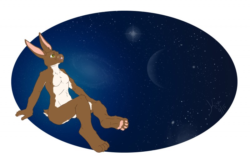 anatomically_inaccurate anatomically_inaccurate_pawpads anthro biped border brown_body brown_fur detailed_background female fur galaxy multicolored_body multicolored_fur open_mouth pawpads pink_pawpads planet sitting sky smile solo space star two_tone_body two_tone_fur white_body white_border white_fur yellow_eyes kisaofthesnow lena lagomorph leporid mammal rabbit 2015 absurd_res hi_res