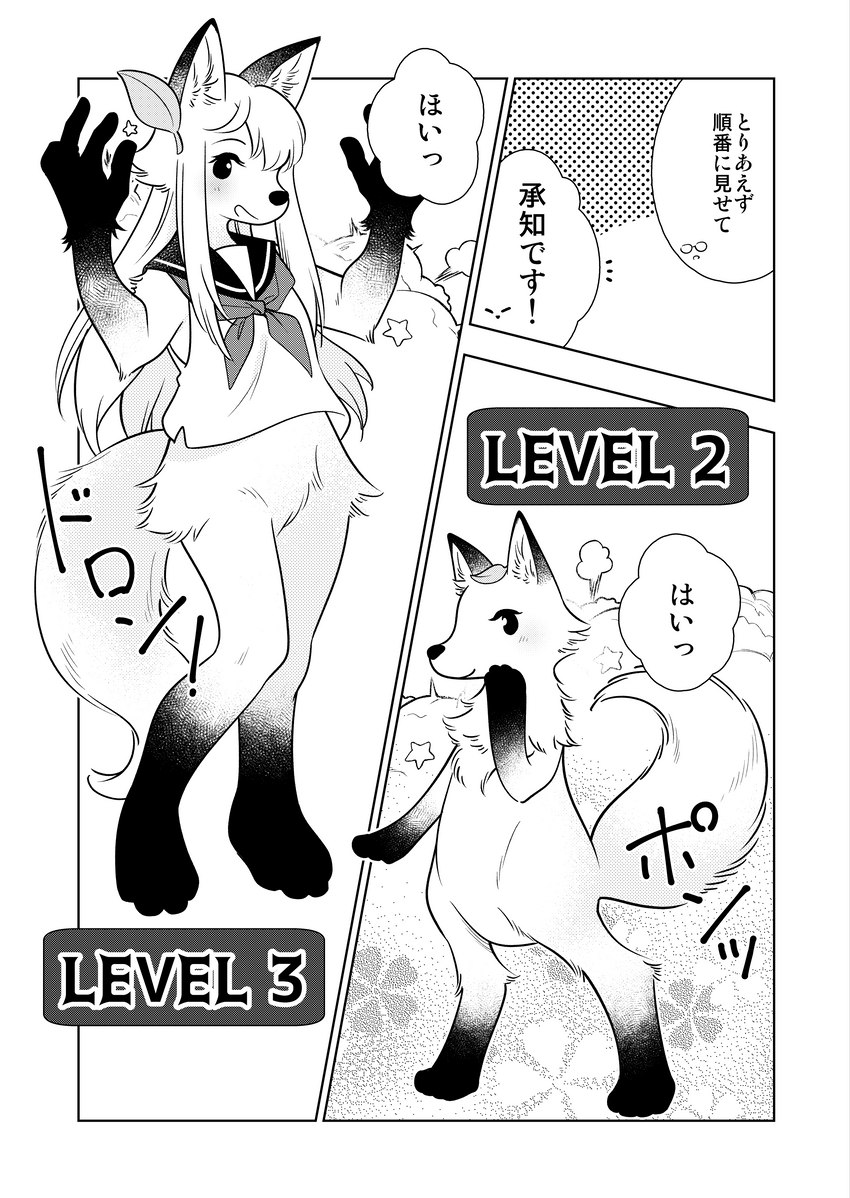 anthro clothing panel_skew school_uniform semi-anthro text uniform k_dani_l furry_scale canid canine fox mammal absurd_res comic hi_res japanese_text monochrome translated