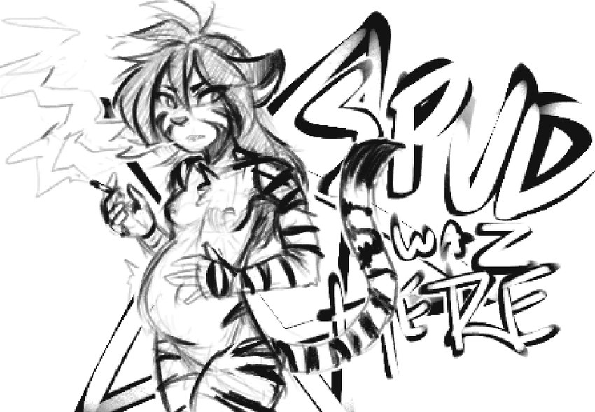 anthro cigarette cigarette_smoke female hair pregnant smoke smoking smoking_while_pregnant solo unknown_artist twokinds flora_(twokinds) felid keidran mammal pantherine tiger monochrome sketch